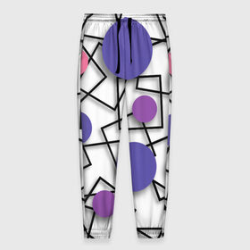 Мужские брюки 3D с принтом Геометрический узор в Санкт-Петербурге, 100% полиэстер | манжеты по низу, эластичный пояс регулируется шнурком, по бокам два кармана без застежек, внутренняя часть кармана из мелкой сетки | Тематика изображения на принте: 3д эффект | графика | квадраты | объемные фигуры | разноцветные круги