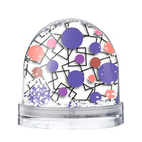 Снежный шар с принтом Геометрический узор в Санкт-Петербурге, Пластик | Изображение внутри шара печатается на глянцевой фотобумаге с двух сторон | 3д эффект | графика | квадраты | объемные фигуры | разноцветные круги