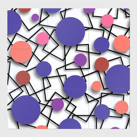 Магнитный плакат 3Х3 с принтом Геометрический узор в Санкт-Петербурге, Полимерный материал с магнитным слоем | 9 деталей размером 9*9 см | 3д эффект | графика | квадраты | объемные фигуры | разноцветные круги