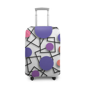Чехол для чемодана 3D с принтом Геометрический узор в Санкт-Петербурге, 86% полиэфир, 14% спандекс | двустороннее нанесение принта, прорези для ручек и колес | 3д эффект | графика | квадраты | объемные фигуры | разноцветные круги