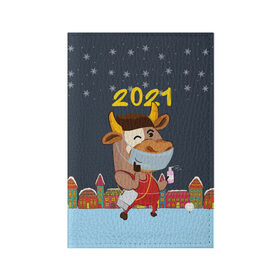Обложка для паспорта матовая кожа с принтом Коронавирусный Новый Год в Санкт-Петербурге, натуральная матовая кожа | размер 19,3 х 13,7 см; прозрачные пластиковые крепления | 2021 | 7 января | bull | newyear | santa | бык | быки | бычок | год быка | дед мороз | корова | новогодние каникулы | новогодние праздники | новый 2021 | новый год | новый год 2021 | рождество | сани | санта | санта клаус