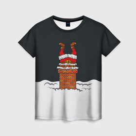 Женская футболка 3D с принтом С Новым Годом! в Санкт-Петербурге, 100% полиэфир ( синтетическое хлопкоподобное полотно) | прямой крой, круглый вырез горловины, длина до линии бедер | christmas | merry christmas | дед мороз | ёлка | зима | мороз | новый год | подарок | праздник | рождество | с новым годом | санта клаус | снегурочка | снежинки
