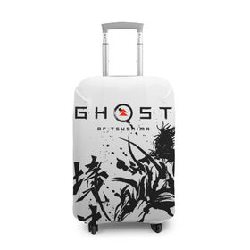 Чехол для чемодана 3D с принтом Ghost of Tsushima в Санкт-Петербурге, 86% полиэфир, 14% спандекс | двустороннее нанесение принта, прорези для ручек и колес | 