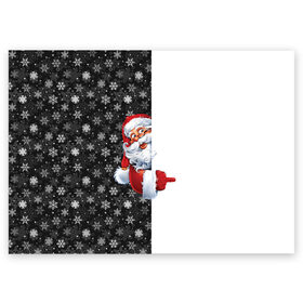 Поздравительная открытка с принтом Дедушка Мороз в Санкт-Петербурге, 100% бумага | плотность бумаги 280 г/м2, матовая, на обратной стороне линовка и место для марки
 | christmas | merry christmas | дед мороз | ёлка | зима | мороз | новый год | подарок | праздник | рождество | с новым годом | санта клаус | снегурочка | снежинки