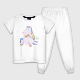 Детская пижама хлопок с принтом Хрум в Санкт-Петербурге, 100% хлопок |  брюки и футболка прямого кроя, без карманов, на брюках мягкая резинка на поясе и по низу штанин
 | Тематика изображения на принте: арт | графика | единорог | пони | фэнтази