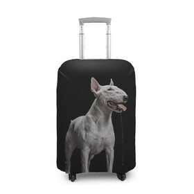 Чехол для чемодана 3D с принтом Bully в Санкт-Петербурге, 86% полиэфир, 14% спандекс | двустороннее нанесение принта, прорези для ручек и колес | bull terrier | dog | ears | eyes | fangs | jaw | muzzle | paws | saliva | tongue | бультерьер | глаза | клыки | лапы | нос | пасть | слюна | собака | уши | язык