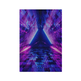 Обложка для паспорта матовая кожа с принтом Неоновый туннель в Санкт-Петербурге, натуральная матовая кожа | размер 19,3 х 13,7 см; прозрачные пластиковые крепления | геометрия | лазер | неон | розовый | свет | синий | треугольник | фигура | фиолетовый | цвета