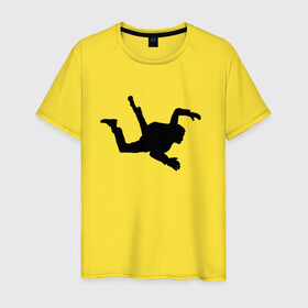 Мужская футболка хлопок с принтом Парашютист в Санкт-Петербурге, 100% хлопок | прямой крой, круглый вырез горловины, длина до линии бедер, слегка спущенное плечо. | небо | параплан | парашютист | парашютный спорт | полёт