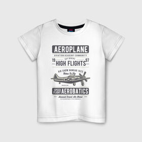 Детская футболка хлопок с принтом Самолет в Санкт-Петербурге, 100% хлопок | круглый вырез горловины, полуприлегающий силуэт, длина до линии бедер | aeroplane | air | show | sky | буквы | небо | самолёт | слова | фразы | цифры | шоу
