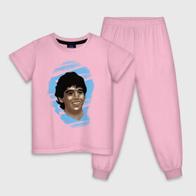 Детская пижама хлопок с принтом Diego Maradona в Санкт-Петербурге, 100% хлопок |  брюки и футболка прямого кроя, без карманов, на брюках мягкая резинка на поясе и по низу штанин
 | Тематика изображения на принте: diego maradona | football | диего марадона | матч | первенство | футбол | чемпионат