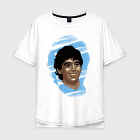 Мужская футболка хлопок Oversize с принтом Diego Maradona в Санкт-Петербурге, 100% хлопок | свободный крой, круглый ворот, “спинка” длиннее передней части | diego maradona | football | диего марадона | матч | первенство | футбол | чемпионат