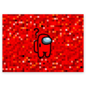 Поздравительная открытка с принтом Pixel Among Us в Санкт-Петербурге, 100% бумага | плотность бумаги 280 г/м2, матовая, на обратной стороне линовка и место для марки
 | among us | impostor | mem | pixel | red | амонг ас | вопрос | вопросительный знак | знак вопроса | импостер | импостор | космический | космонавт | мемы | персонажи игр | пиксельный | предатель | пришелец | самозванец