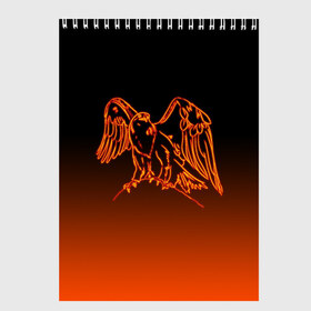 Скетчбук с принтом Огненный орел в Санкт-Петербурге, 100% бумага
 | 48 листов, плотность листов — 100 г/м2, плотность картонной обложки — 250 г/м2. Листы скреплены сверху удобной пружинной спиралью | bird | eagle | falcon | fiery | fire | neon | orange | арт | беркут | горящая птица | дикий | животные | крылья | неоновый | огненная птица | орел | орлан | перья | пламя | природа | птица | птица огонь | птичка | сокол