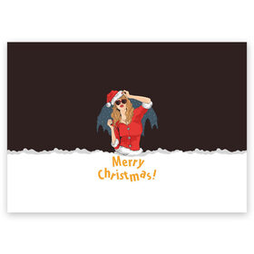 Поздравительная открытка с принтом Merry Christmas в Санкт-Петербурге, 100% бумага | плотность бумаги 280 г/м2, матовая, на обратной стороне линовка и место для марки
 | christmas | merry christmas | дед мороз | ёлка | зима | мороз | новый год | подарок | праздник | рождество | с новым годом | санта клаус | снегурочка | снежинки