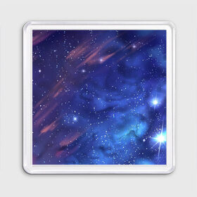 Магнит 55*55 с принтом Звёздное небо в Санкт-Петербурге, Пластик | Размер: 65*65 мм; Размер печати: 55*55 мм | арт | звезда | звёзды | космос | небо | ночное небо | ночь | облако | рисунок | сияние | туманность | яркие цвета