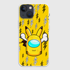 Чехол для iPhone 13 mini с принтом AMONG US PIKACHU в Санкт-Петербурге,  |  | among us игра | among us на пк | there is 1 impostor | there is impostor among us | предатель среди нас | разноцветные космонавты.