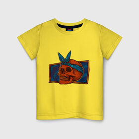 Детская футболка хлопок с принтом Skull on mirror в Санкт-Петербурге, 100% хлопок | круглый вырез горловины, полуприлегающий силуэт, длина до линии бедер | art | mirror | new school | pop art | skull | арт. поп арт | зеркало | нью скулл | череп