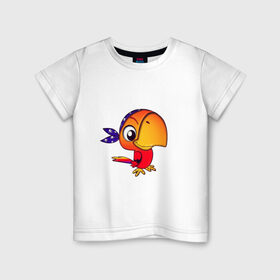 Детская футболка хлопок с принтом Попугайчик в Санкт-Петербурге, 100% хлопок | круглый вырез горловины, полуприлегающий силуэт, длина до линии бедер | Тематика изображения на принте: 