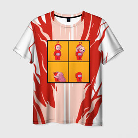 Мужская футболка 3D с принтом AMONG US \ АМОНГ АС в Санкт-Петербурге, 100% полиэфир | прямой крой, круглый вырез горловины, длина до линии бедер | among us | there is impostor among us | амонг ас | красный | телепузик