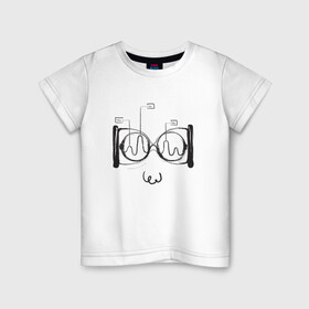 Детская футболка хлопок с принтом Absurd 2 в Санкт-Петербурге, 100% хлопок | круглый вырез горловины, полуприлегающий силуэт, длина до линии бедер | Тематика изображения на принте: абстрактный | геометрия | круги | лицо | очки | песочные часы | черно белый