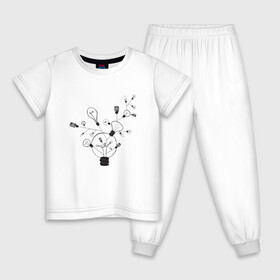 Детская пижама хлопок с принтом Absurd 3 в Санкт-Петербурге, 100% хлопок |  брюки и футболка прямого кроя, без карманов, на брюках мягкая резинка на поясе и по низу штанин
 | Тематика изображения на принте: абстрактный | геометрия | идея | иллюстрация | лампочки | мысль | рисунок | черно белый