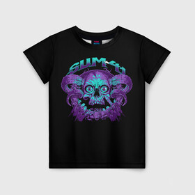 Детская футболка 3D с принтом Sum 41 в Санкт-Петербурге, 100% гипоаллергенный полиэфир | прямой крой, круглый вырез горловины, длина до линии бедер, чуть спущенное плечо, ткань немного тянется | metall | music | punk | rock | sum 41 | альтернатива | метал | музло | музыка | панк | рок | сам 41