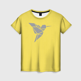 Женская футболка 3D с принтом Колибри pantone 2021 в Санкт-Петербурге, 100% полиэфир ( синтетическое хлопкоподобное полотно) | прямой крой, круглый вырез горловины, длина до линии бедер | illuminating | pantone | ultimate grey | колибри | птицы