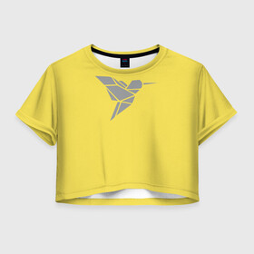 Женская футболка Crop-top 3D с принтом Колибри pantone 2021 в Санкт-Петербурге, 100% полиэстер | круглая горловина, длина футболки до линии талии, рукава с отворотами | illuminating | pantone | ultimate grey | колибри | птицы