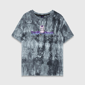 Женская футболка хлопок Oversize с принтом Даня Милохин DREAMTEAM HOUSE в Санкт-Петербурге, 100% хлопок | свободный крой, круглый ворот, спущенный рукав, длина до линии бедер
 | dreamteam | dreamteamhouse | tiktok | блогер | дримтим | тикток