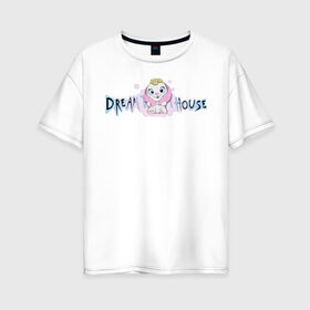Женская футболка хлопок Oversize с принтом Диана Астер DREAMTEAM HOUSE в Санкт-Петербурге, 100% хлопок | свободный крой, круглый ворот, спущенный рукав, длина до линии бедер
 | dreamteam | dreamteamhouse | tiktok | блогер | диана астер | дримтим | тикток