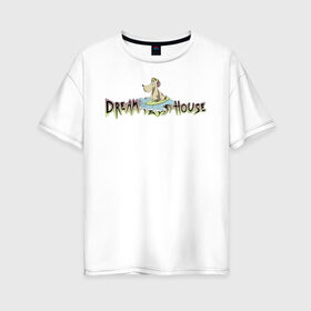 Женская футболка хлопок Oversize с принтом Мария Горячева DREAMTEAM HOUSE в Санкт-Петербурге, 100% хлопок | свободный крой, круглый ворот, спущенный рукав, длина до линии бедер
 | dreamteam | dreamteamhouse | tiktok | блогер | дримтим | мария горячева | тикток