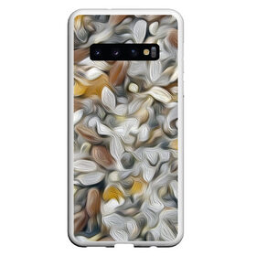 Чехол для Samsung Galaxy S10 с принтом желто-серый каменный узор в Санкт-Петербурге, Силикон | Область печати: задняя сторона чехла, без боковых панелей | abstraction | pebbles | stones | texture | абстракция | галька | камни | мазки | текстура