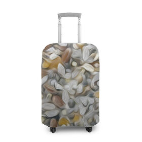 Чехол для чемодана 3D с принтом желто-серый каменный узор в Санкт-Петербурге, 86% полиэфир, 14% спандекс | двустороннее нанесение принта, прорези для ручек и колес | abstraction | pebbles | stones | texture | абстракция | галька | камни | мазки | текстура