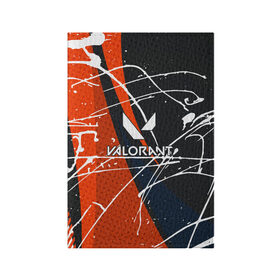 Обложка для паспорта матовая кожа с принтом Valorant в Санкт-Петербурге, натуральная матовая кожа | размер 19,3 х 13,7 см; прозрачные пластиковые крепления | game | valorant | брызги | валоранд | валорант | игра | линии | стрелялка | шутер