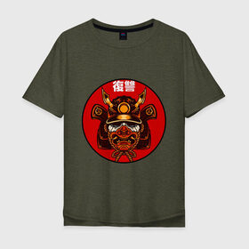Мужская футболка хлопок Oversize с принтом Samurai в Санкт-Петербурге, 100% хлопок | свободный крой, круглый ворот, “спинка” длиннее передней части | Тематика изображения на принте: art | japan | pop art | samurai | yakudza | арт | поп арт | самурай | якудза | япония | японский стиль