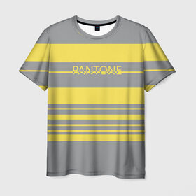 Мужская футболка 3D с принтом Pantone 2021 в Санкт-Петербурге, 100% полиэфир | прямой крой, круглый вырез горловины, длина до линии бедер | 2021 | color 2021 | illuminating | pantone | ultimate grey | желтый | золотой | минимализм | пантон | полосы | популярный цвет | серый | ультимэйт грэй | цвет 2021
