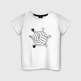 Детская футболка хлопок с принтом Absurd 6 в Санкт-Петербурге, 100% хлопок | круглый вырез горловины, полуприлегающий силуэт, длина до линии бедер | графика | иллюстрация | клубок | круг | ладони | мяч | рисунок | руки | черно белый | шар