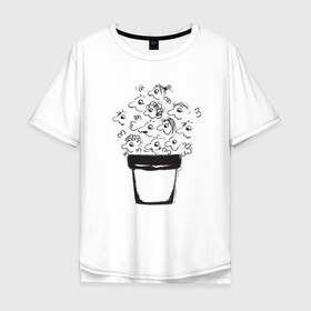 Мужская футболка хлопок Oversize с принтом Absurd 9 в Санкт-Петербурге, 100% хлопок | свободный крой, круглый ворот, “спинка” длиннее передней части | Тематика изображения на принте: голова | горшочек | графика | иллюстрация | лица | люди | народ | плошка | рисунок | социальный | толпа | человечки | черно белый
