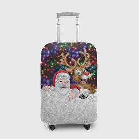 Чехол для чемодана 3D с принтом Новый Год в Санкт-Петербурге, 86% полиэфир, 14% спандекс | двустороннее нанесение принта, прорези для ручек и колес | christmas | merry christmas | дед мороз | ёлка | зима | мороз | новогодний олень | новый год | подарок | праздник | рождество | с новым годом | санта клаус | снегурочка | снежинки