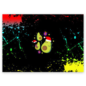 Поздравительная открытка с принтом Новогодние Авокадо в Санкт-Петербурге, 100% бумага | плотность бумаги 280 г/м2, матовая, на обратной стороне линовка и место для марки
 | Тематика изображения на принте: авокадо | веган | еда блогеров | мемы | минимализм | прикольные картинки | прикольные надписи | растение | смешное авокадо | фрукт