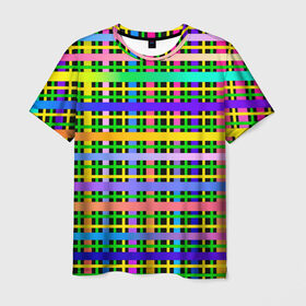 Мужская футболка 3D с принтом Цветной беспредел в Санкт-Петербурге, 100% полиэфир | прямой крой, круглый вырез горловины, длина до линии бедер | весна | градиент | краски | праздник | радостное настроение