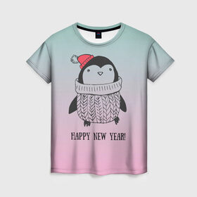 Женская футболка 3D с принтом Милый пингвин в Санкт-Петербурге, 100% полиэфир ( синтетическое хлопкоподобное полотно) | прямой крой, круглый вырез горловины, длина до линии бедер | 2021 | 7 января | bull | newyear | santa | бык | быки | бычок | год быка | дед мороз | корова | новогодние каникулы | новогодние праздники | новый 2021 | новый год | новый год 2021 | рождество | сани | санта | санта клаус