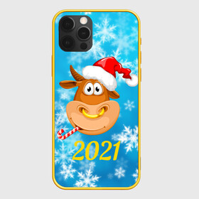 Чехол для iPhone 12 Pro с принтом Год быка 2021 в Санкт-Петербурге, силикон | область печати: задняя сторона чехла, без боковых панелей | 2021 | 7 января | bull | newyear | santa | бык | быки | бычок | год быка | дед мороз | корова | новогодние каникулы | новогодние праздники | новый 2021 | новый год | новый год 2021 | рождество | сани | санта | санта клаус