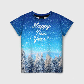 Детская футболка 3D с принтом Happy New Year в Санкт-Петербурге, 100% гипоаллергенный полиэфир | прямой крой, круглый вырез горловины, длина до линии бедер, чуть спущенное плечо, ткань немного тянется | 2020 | 2021 | happy | new year | быка | гирлянда | дед мороз | елка | зеленый | игрушка | клаус | конфеты | нг | новый год | носок | перчатка | подарок | полосы | рождество | с | санта | сладости | снег | снеговик