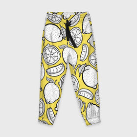 Детские брюки 3D с принтом Illuminating Lemon в Санкт-Петербурге, 100% полиэстер | манжеты по низу, эластичный пояс регулируется шнурком, по бокам два кармана без застежек, внутренняя часть кармана из мелкой сетки | 2021 | винтаж | лимоны | ретро | фрукты | цвет года