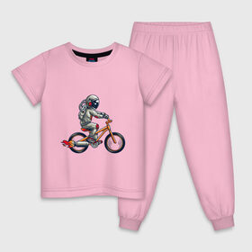 Детская пижама хлопок с принтом Астронавт на велосипеде в Санкт-Петербурге, 100% хлопок |  брюки и футболка прямого кроя, без карманов, на брюках мягкая резинка на поясе и по низу штанин
 | астронавт | велосипед | космонавт | космос | костюм | ракеты | скафандр | хипстер | шлем