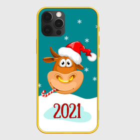 Чехол для iPhone 12 Pro с принтом 2021 Год быка в Санкт-Петербурге, силикон | область печати: задняя сторона чехла, без боковых панелей | 2021 | 7 января | bull | newyear | santa | бык | быки | бычок | год быка | дед мороз | корова | новогодние каникулы | новогодние праздники | новый 2021 | новый год | новый год 2021 | рождество | сани | санта | санта клаус
