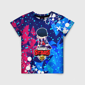 Детская футболка 3D с принтом Brawl Stars - Edgar в Санкт-Петербурге, 100% гипоаллергенный полиэфир | прямой крой, круглый вырез горловины, длина до линии бедер, чуть спущенное плечо, ткань немного тянется | brawl stars | edgar | game | абстракция | бравл старс | браво старс | геометрия | игра | персонаж | человечек | эдгар