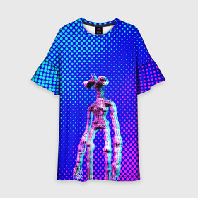 Детское платье 3D с принтом Siren Head - Helloween в Санкт-Петербурге, 100% полиэстер | прямой силуэт, чуть расширенный к низу. Круглая горловина, на рукавах — воланы | glitch | glitch siren head | rgb | siren head | sirena | глитч | глич | ретро | сирейноголовый | сирена | сиреноголовый