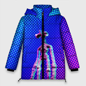 Женская зимняя куртка 3D с принтом Siren Head - Helloween в Санкт-Петербурге, верх — 100% полиэстер; подкладка — 100% полиэстер; утеплитель — 100% полиэстер | длина ниже бедра, силуэт Оверсайз. Есть воротник-стойка, отстегивающийся капюшон и ветрозащитная планка. 

Боковые карманы с листочкой на кнопках и внутренний карман на молнии | glitch | glitch siren head | rgb | siren head | sirena | глитч | глич | ретро | сирейноголовый | сирена | сиреноголовый